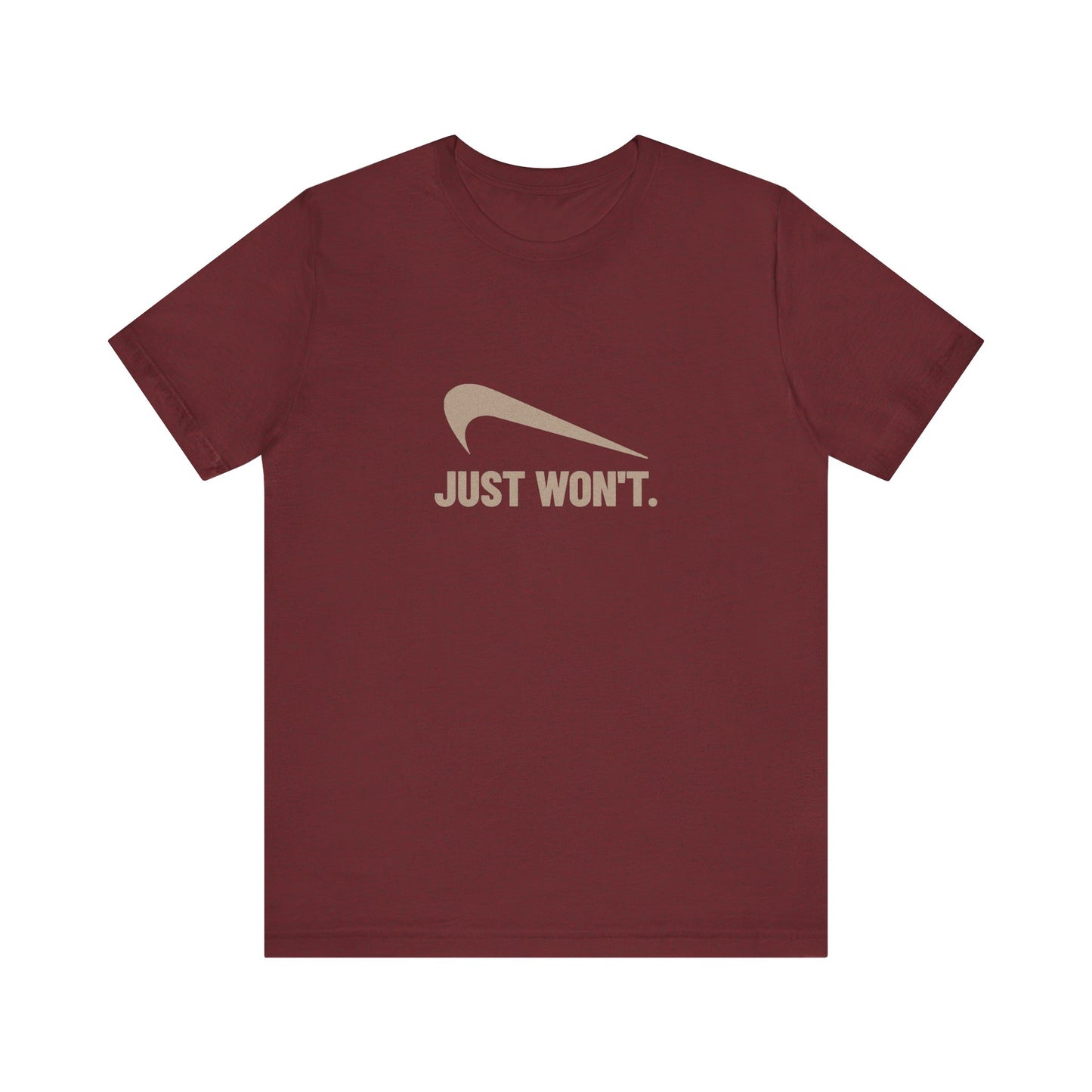 Just Won’t Athletic Parody — Retro Workout Tee (Dark)