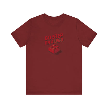 Go Step on a LEGO — Red Plastic Brick Retro Tee (Dark)
