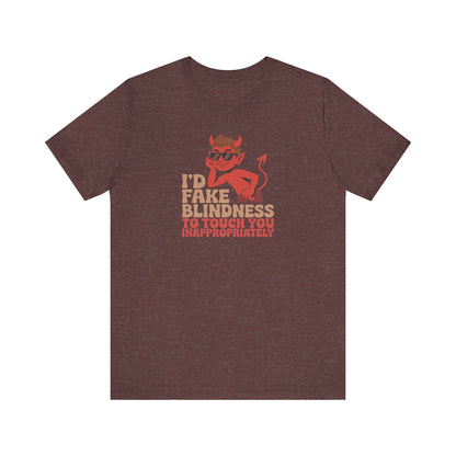 Fake Blindness? The Devil Made Me Do It! — Retro Tee (Dark)
