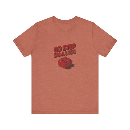 Go Step on a LEGO — Red Plastic Brick Retro Tee (Light)