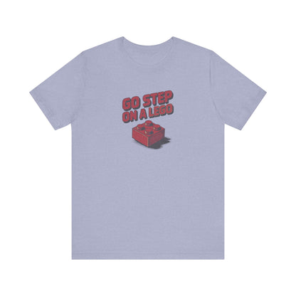 Go Step on a LEGO — Red Plastic Brick Retro Tee (Light)