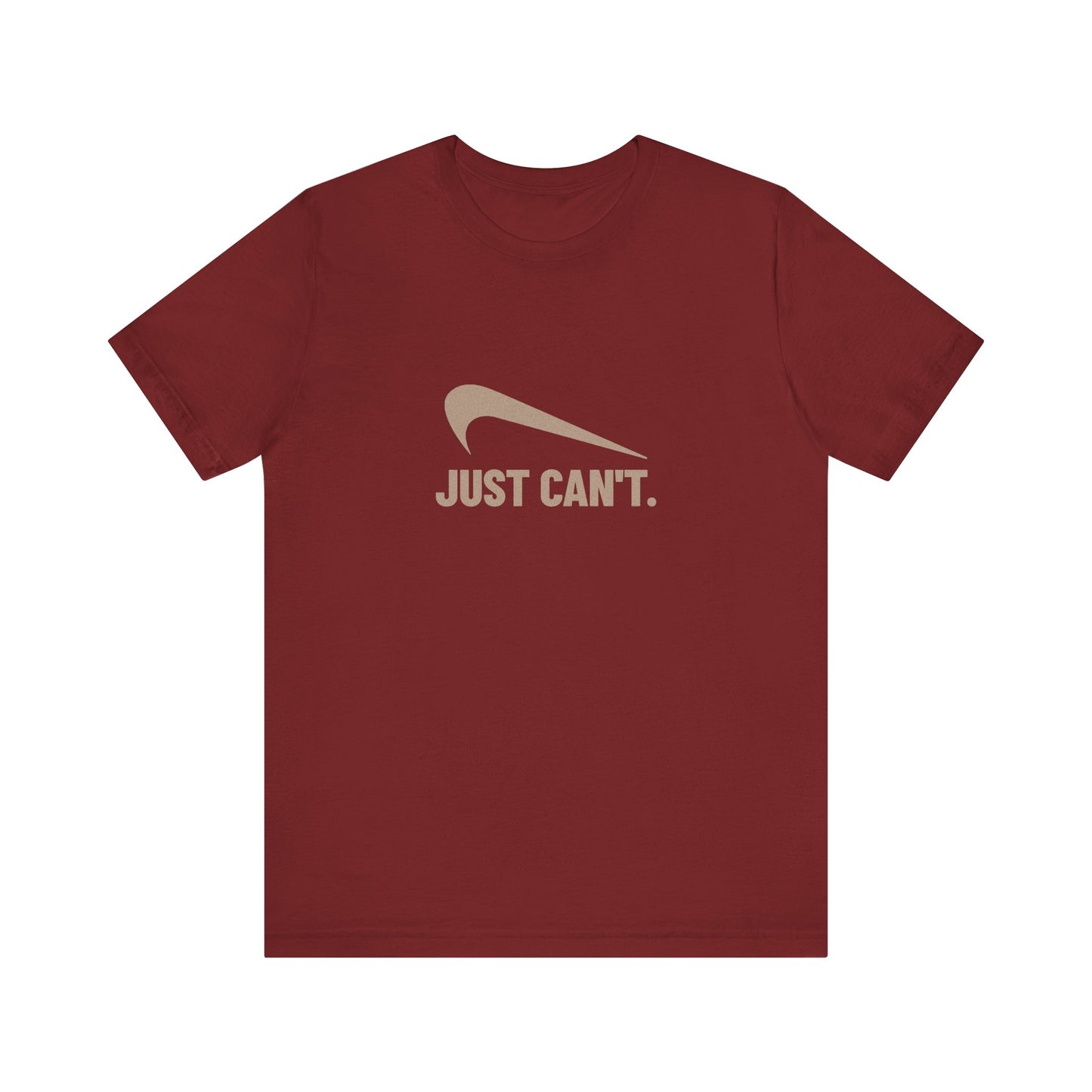 Just Can’t Athletic Parody — Retro Workout Tee (Dark)