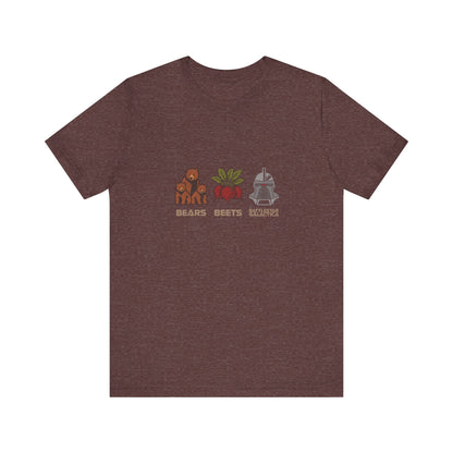 Bears, Beets, Battlestar (Captions) — Retro Tee (Dark)