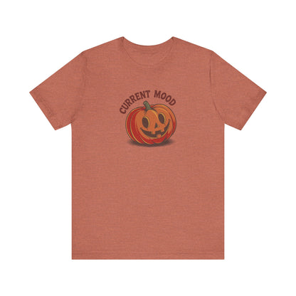 Current Mood (Cute Pumpkin) — Retro Halloween Tee (Light)