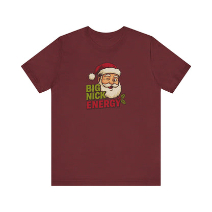 Big Nick Energy — Retro Santa Christmas Tee (Dark)