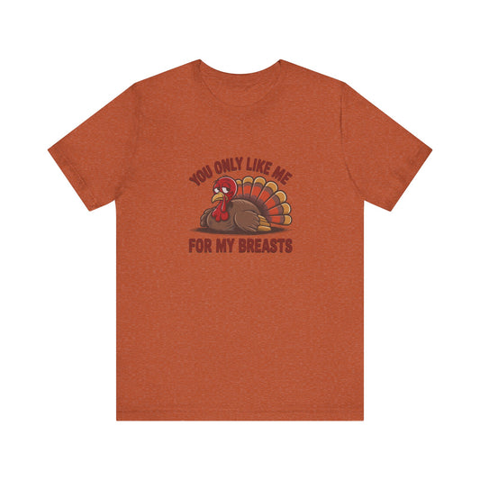 You Only Like Me for My Breasts — Thanksgiving Retro Tee (Light)