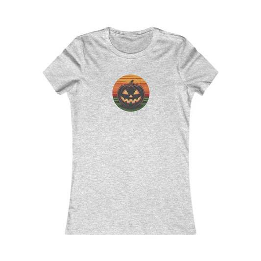 Retro Jack: Glowing Classic — Halloween Sunset Women's Tee (Light)