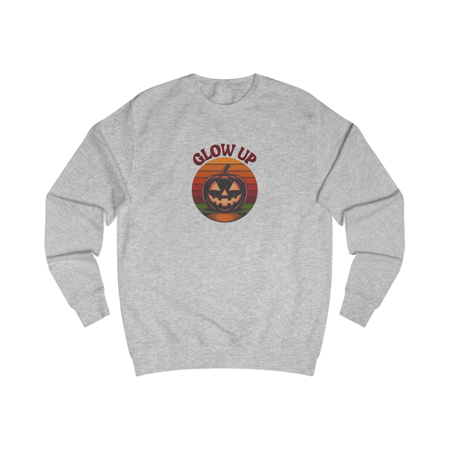 Halloween Glow Up Pumpkin — Retro Autumn Sunset Sweatshirt (Light)