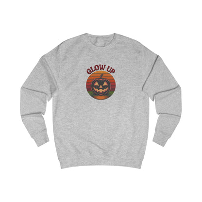 Halloween Glow Up Pumpkin — Retro Autumn Sunset Sweatshirt (Light)