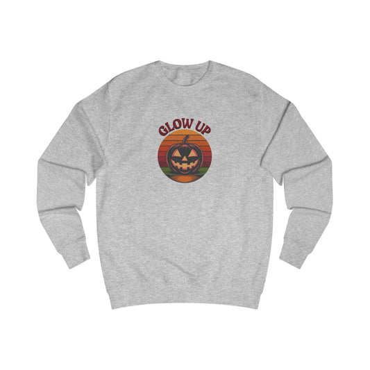 Halloween Glow Up Pumpkin — Retro Autumn Sunset Sweatshirt (Light)
