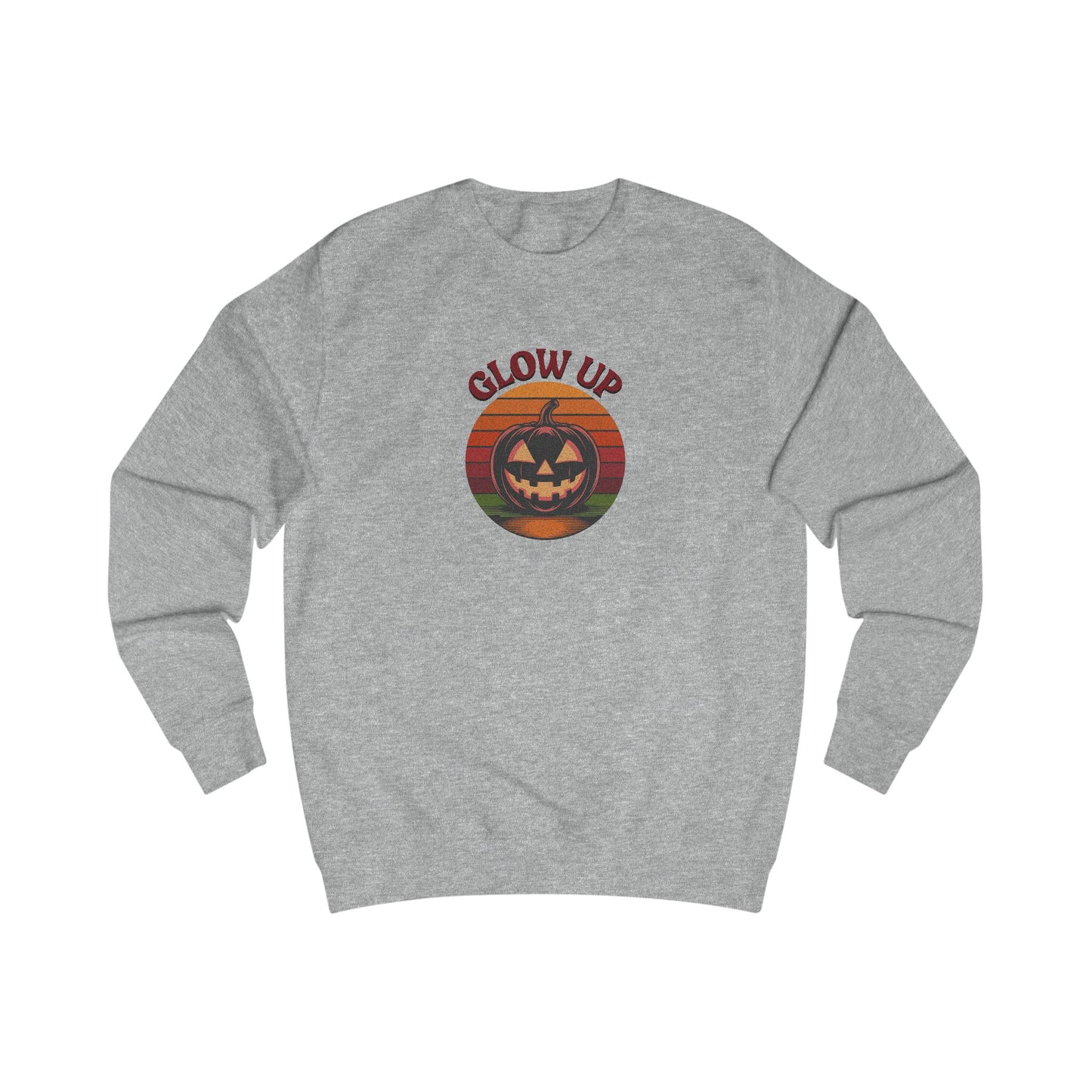 Halloween Glow Up Pumpkin — Retro Autumn Sunset Sweatshirt (Light)