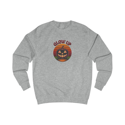 Halloween Glow Up Pumpkin — Retro Autumn Sunset Sweatshirt (Light)