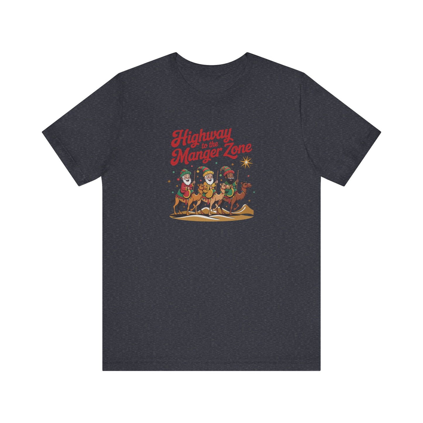 Highway to the Manger Zone — Top Gun Christmas Retro Tee (Dark)