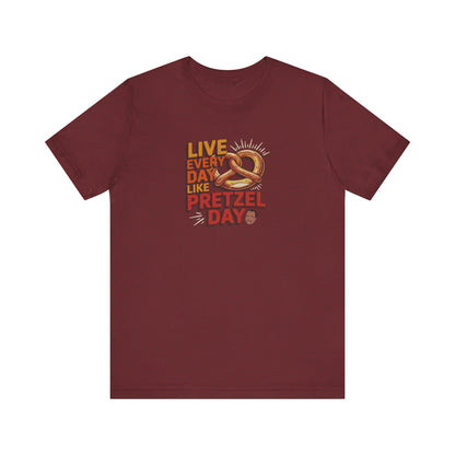 Live Every Day Like Pretzel Day — Stanley Hudson Retro Tee (Dark)