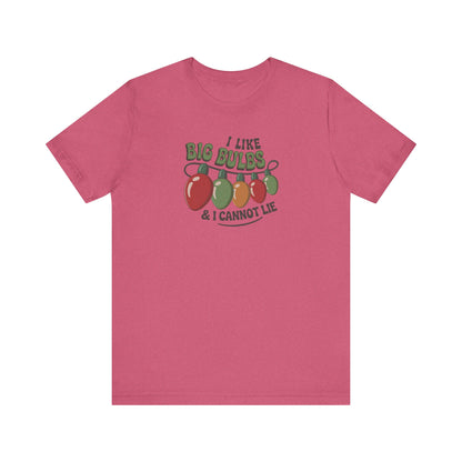 I Like Big Bulbs and I Cannot Lie — Christmas Lights Retro Tee (Light)
