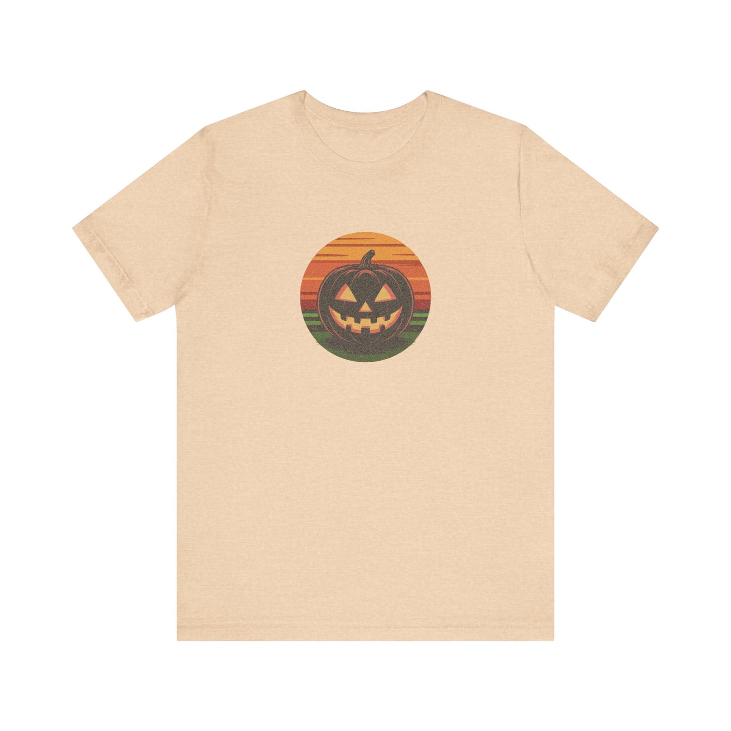 Retro Jack: Glowing Classic — Halloween Sunset Tee (Light)