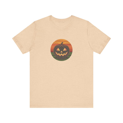 Retro Jack: Glowing Classic — Halloween Sunset Tee (Light)