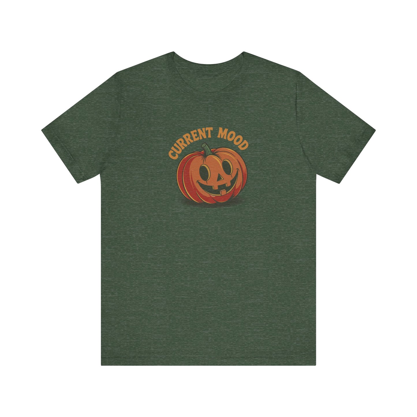 Current Mood (Cute Pumpkin) — Retro Halloween Tee (Dark)