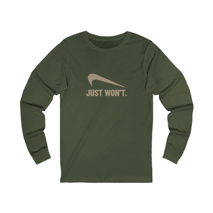 Just Won’t Athletic Parody — Retro Workout Long Sleeve (Dark)