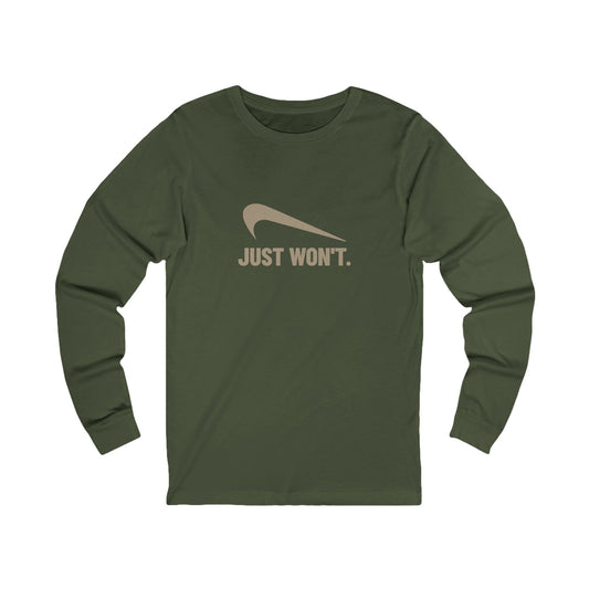 Just Won’t Athletic Parody — Retro Workout Long Sleeve (Dark)