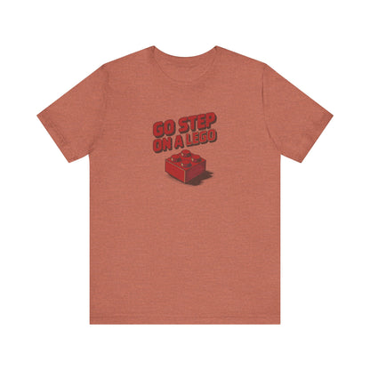 Go Step on a LEGO — Red Plastic Brick Retro Tee (Light)