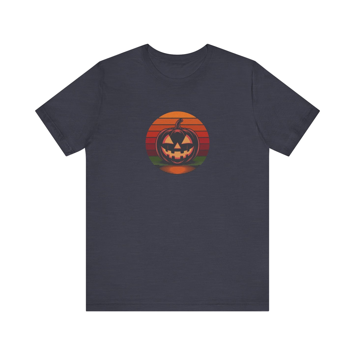 Retro Jack: Bold Grin — Halloween Sunset Tee (Dark)