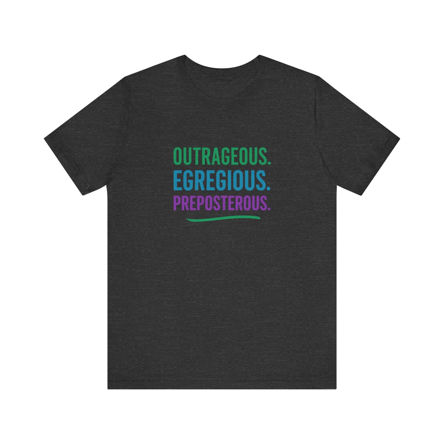 Outrageous Egregious Preposterous (Cool Gradient) — Seinfeld Retro Tee (Dark)