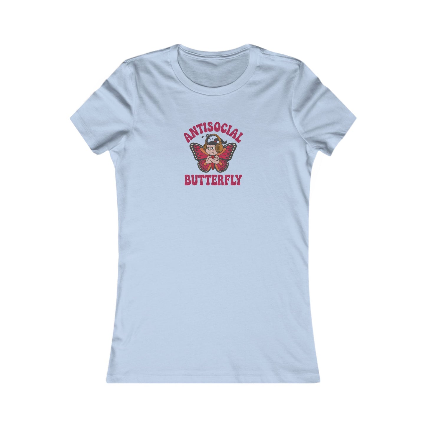 Antisocial Butterfly (Female) — Retro Workout Women's Tee (Light)