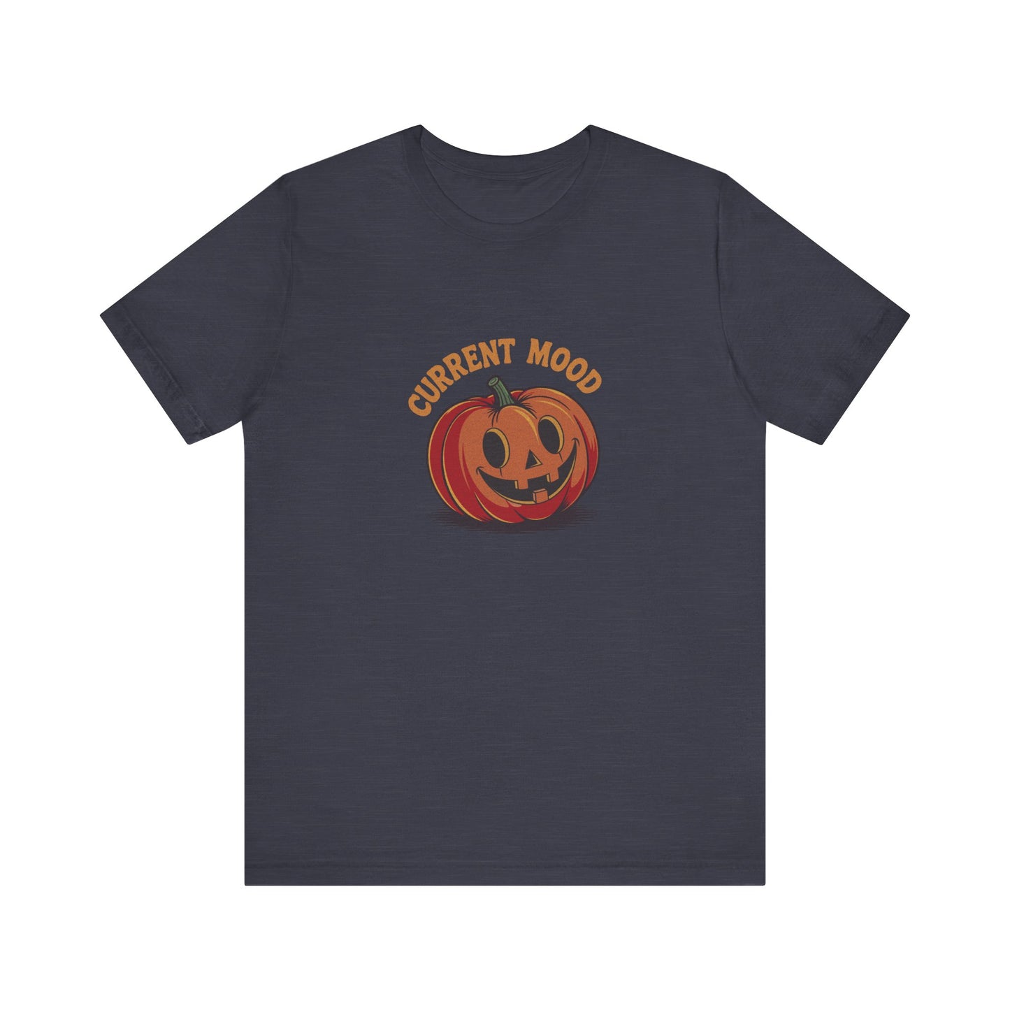 Current Mood (Cute Pumpkin) — Retro Halloween Tee (Dark)
