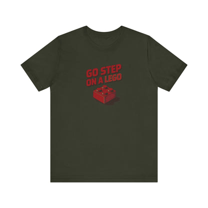 Go Step on a LEGO — Red Plastic Brick Retro Tee (Dark)