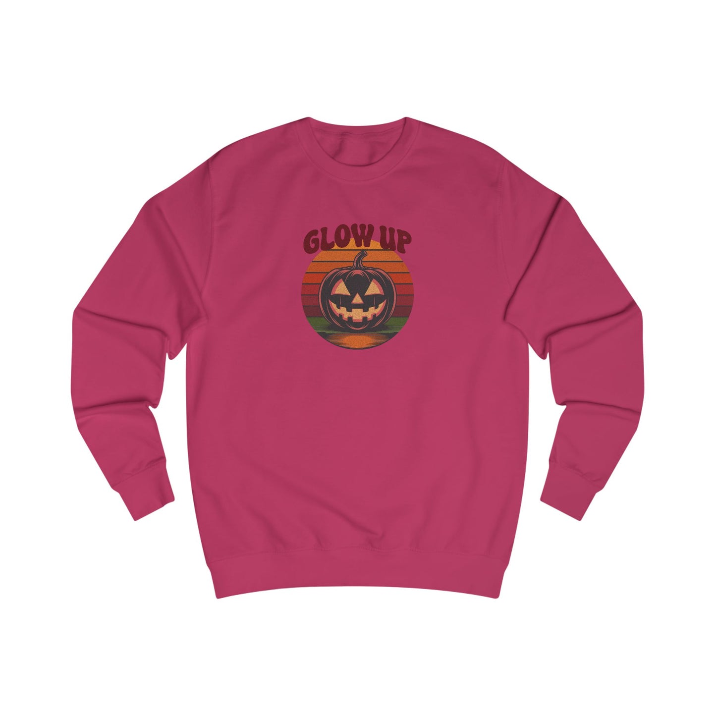 Halloween Glow Up Pumpkin — Retro Autumn Sunset Sweatshirt (Light)