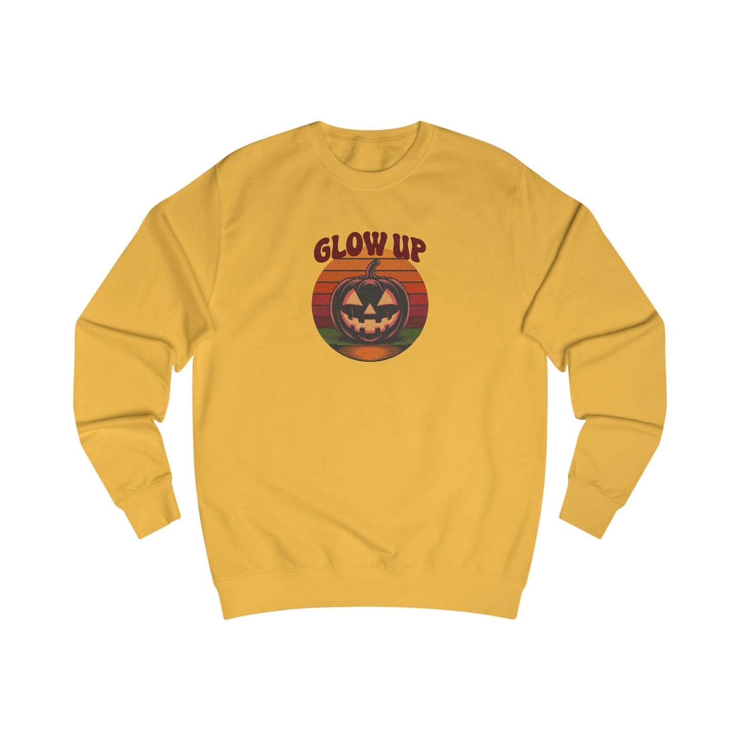 Halloween Glow Up Pumpkin — Retro Autumn Sunset Sweatshirt (Light)