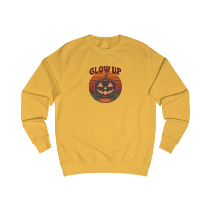 Halloween Glow Up Pumpkin — Retro Autumn Sunset Sweatshirt (Light)