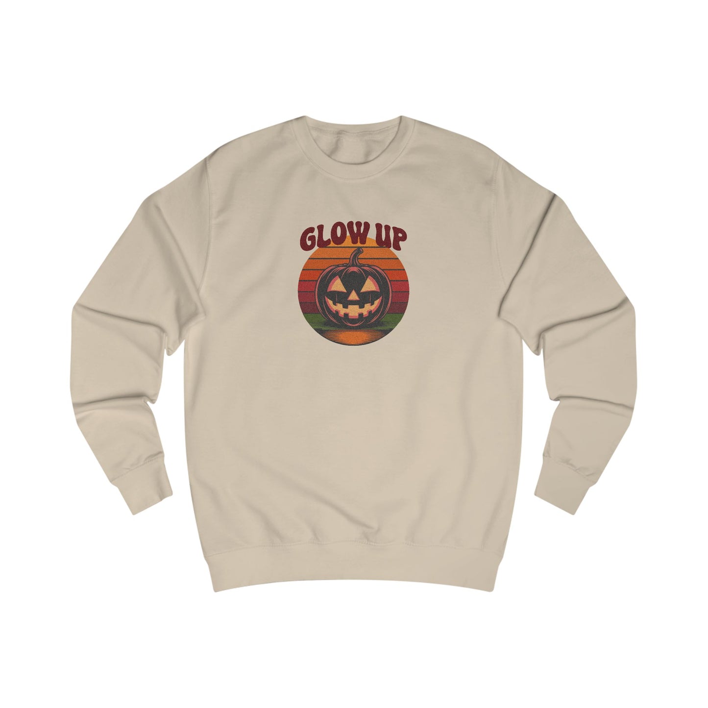 Halloween Glow Up Pumpkin — Retro Autumn Sunset Sweatshirt (Light)