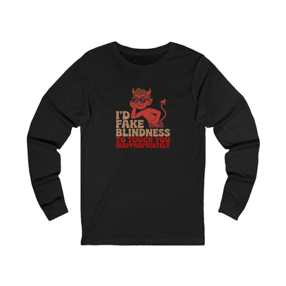 Fake Blindness? The Devil Made Me Do It! — Retro Long Sleeve (Dark)