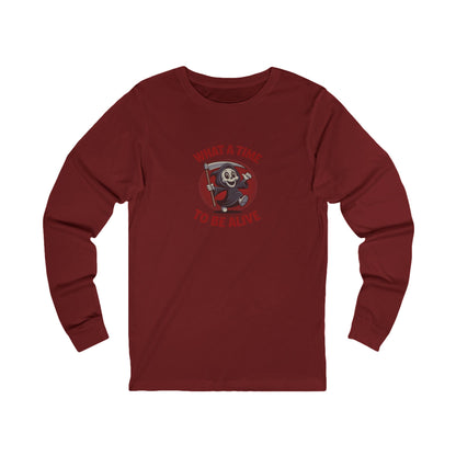 What a Time to Be Alive (Cute) — Lil Reaper Retro Long Sleeve (Dark)