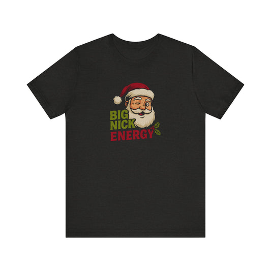Big Nick Energy — Retro Santa Christmas Tee (Dark)