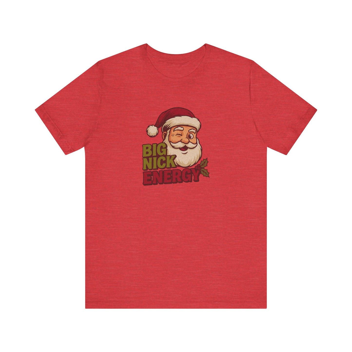 Big Nick Energy — Retro Santa Christmas Tee (Light)