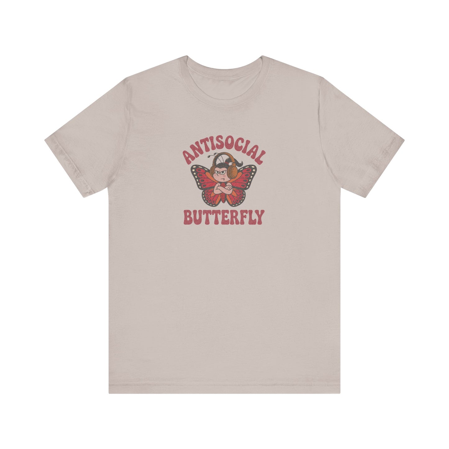 Antisocial Butterfly (Female) — Retro Workout Tee (Light)
