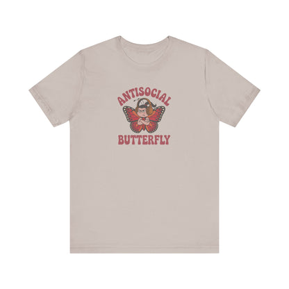Antisocial Butterfly (Female) — Retro Workout Tee (Light)