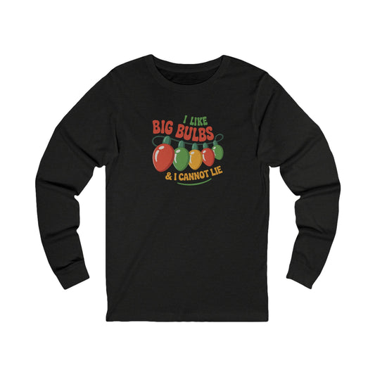I Like Big Bulbs and I Cannot Lie — Christmas Lights Retro Long Sleeve (Dark)