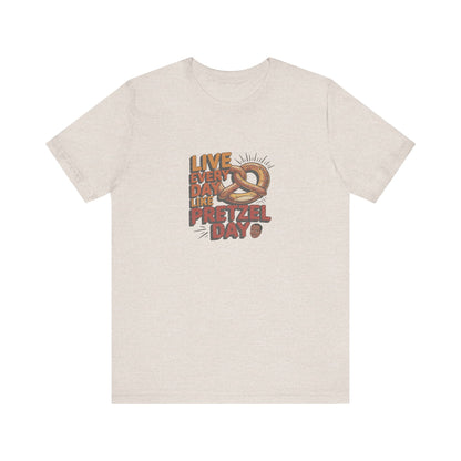 Live Every Day Like Pretzel Day — Stanley Hudson Retro Tee (Light)