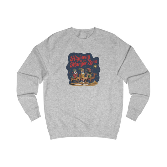 Highway to the Manger Zone — Top Gun Christmas Sweatshirt (Light)
