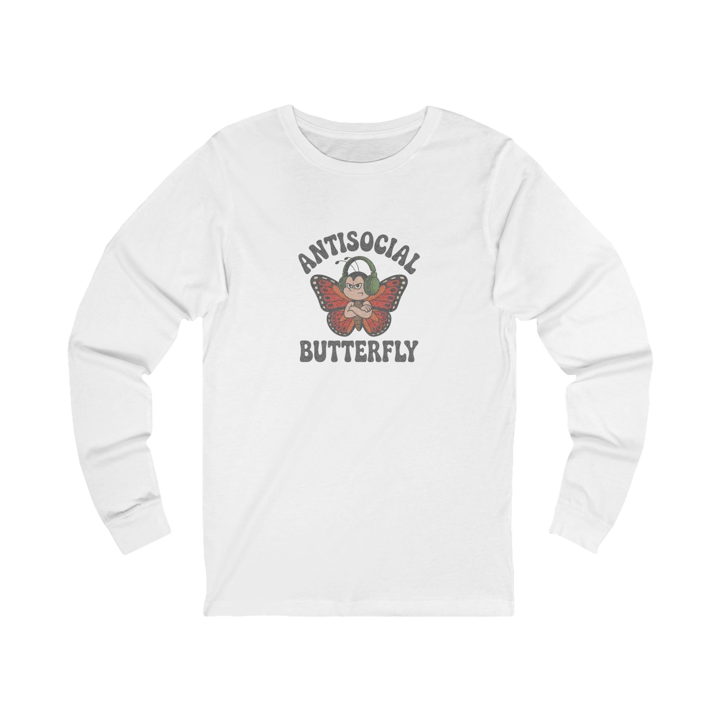 Antisocial Butterfly (Male) — Retro Workout Long Sleeve (Light)