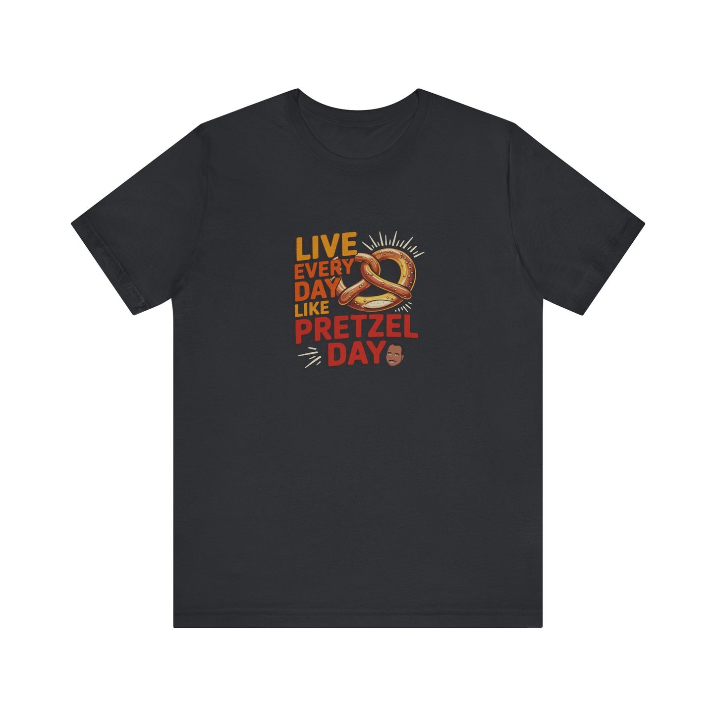 Live Every Day Like Pretzel Day — Stanley Hudson Retro Tee (Dark)