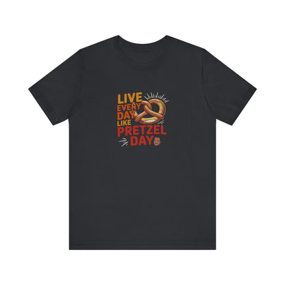 Live Every Day Like Pretzel Day — Stanley Hudson Retro Tee (Dark)