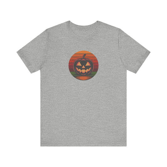 Retro Jack: Bold Grin — Halloween Sunset Tee (Light)