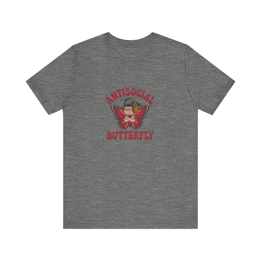 Antisocial Butterfly (Female) — Retro Workout Tee (Light)