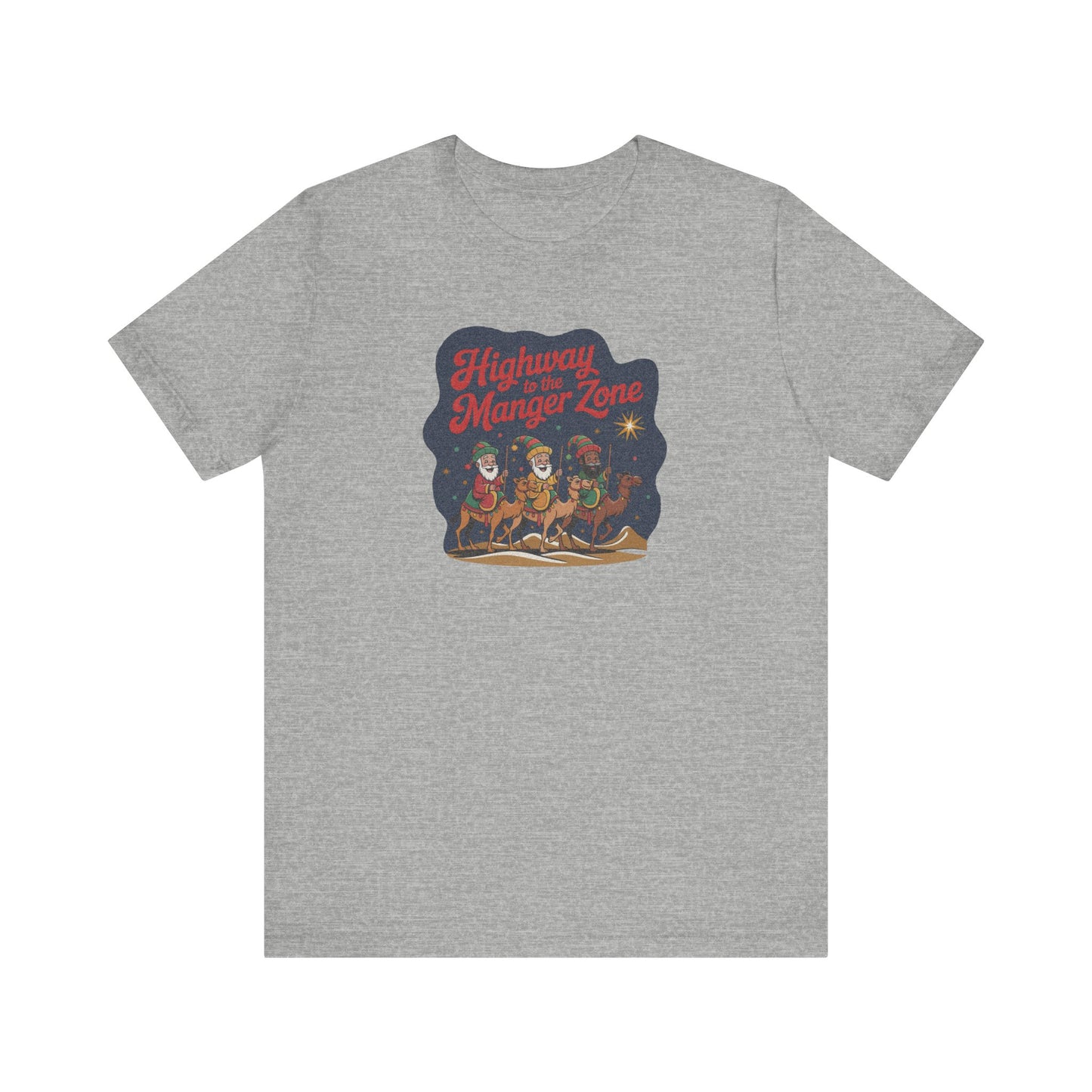 Highway to the Manger Zone — Top Gun Christmas Retro Tee (Light)