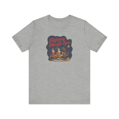 Highway to the Manger Zone — Top Gun Christmas Retro Tee (Light)